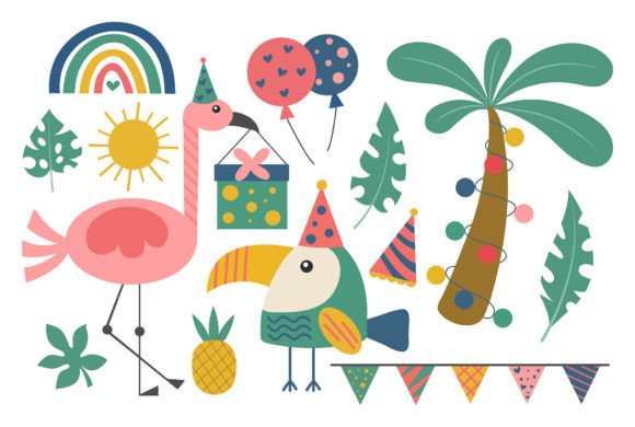 Download Tropical Party` Clipart Set - Tropical party Collection