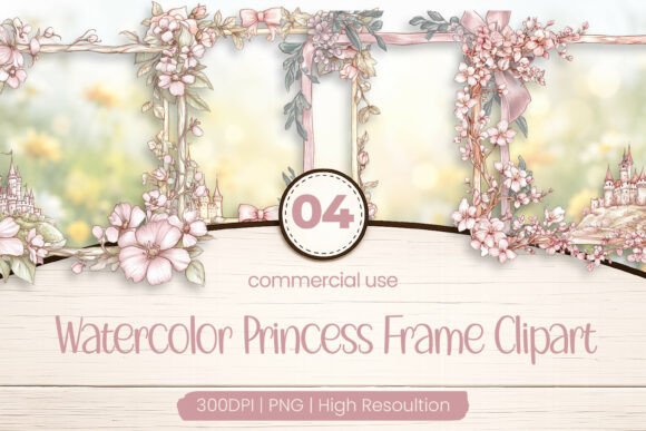 Download Watercolor Princess Frame Clipart PNG - Watercolor princess Collection