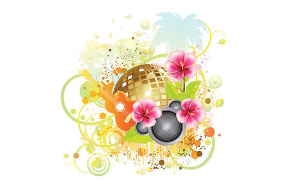 Download Tropical Party Poster with Disco Ball - Tropical party Collection